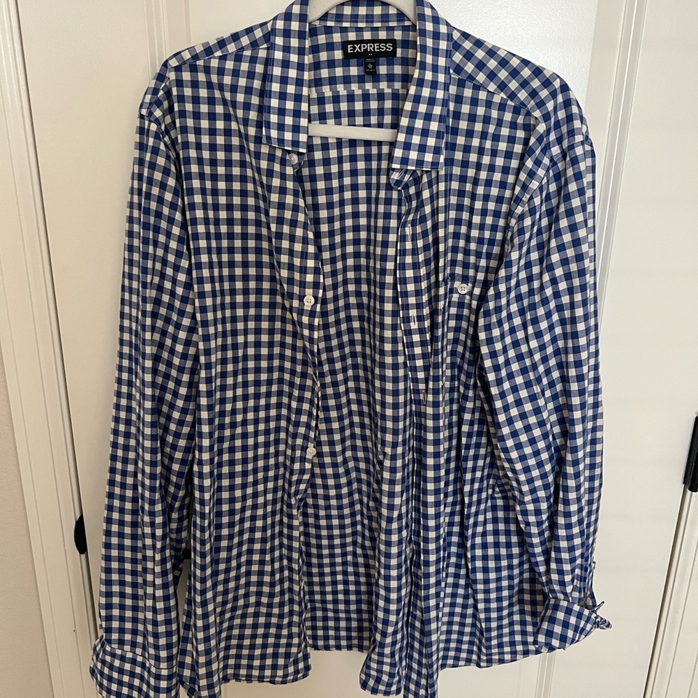 Express Blue and White Checkered Men's Shirt Jacket